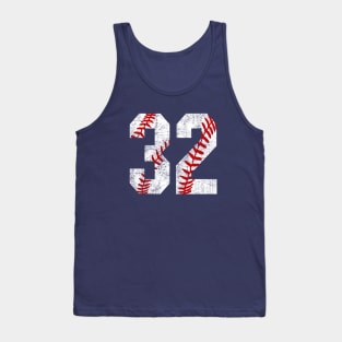 Vintage #32 Baseball Laces Baseball Mom Jersey Love Baseball Tank Top